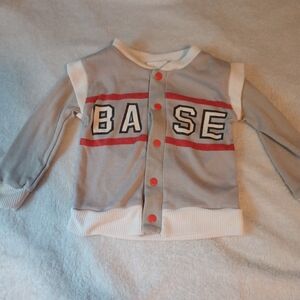 Vintage Kids Gray & Red Button-Up Shirt 9–12 Months Baby Toddler Dress Shirt